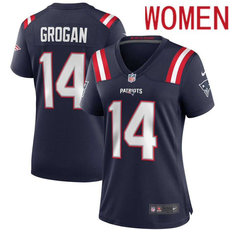 Women New England Patriots #14 Steve Grogan Nike Navy Game Retired Player NFL Jersey->women nfl jersey->Women Jersey